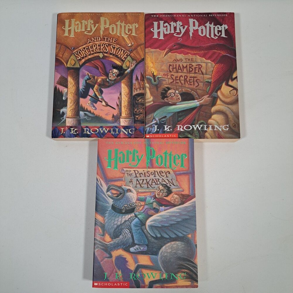 Harry Potter Book Lot 1-3 Sorcerers Stone Chamber Secrets Prisoner Azkaban Paper